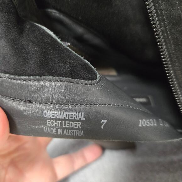 Paul Green Black Suede Nora Heeled Ankle Booties Size 7 - Picture 8 of 9